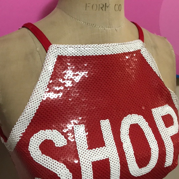 Moschino Couture Red Shop Stop Sign Top - Picture 2 of 8